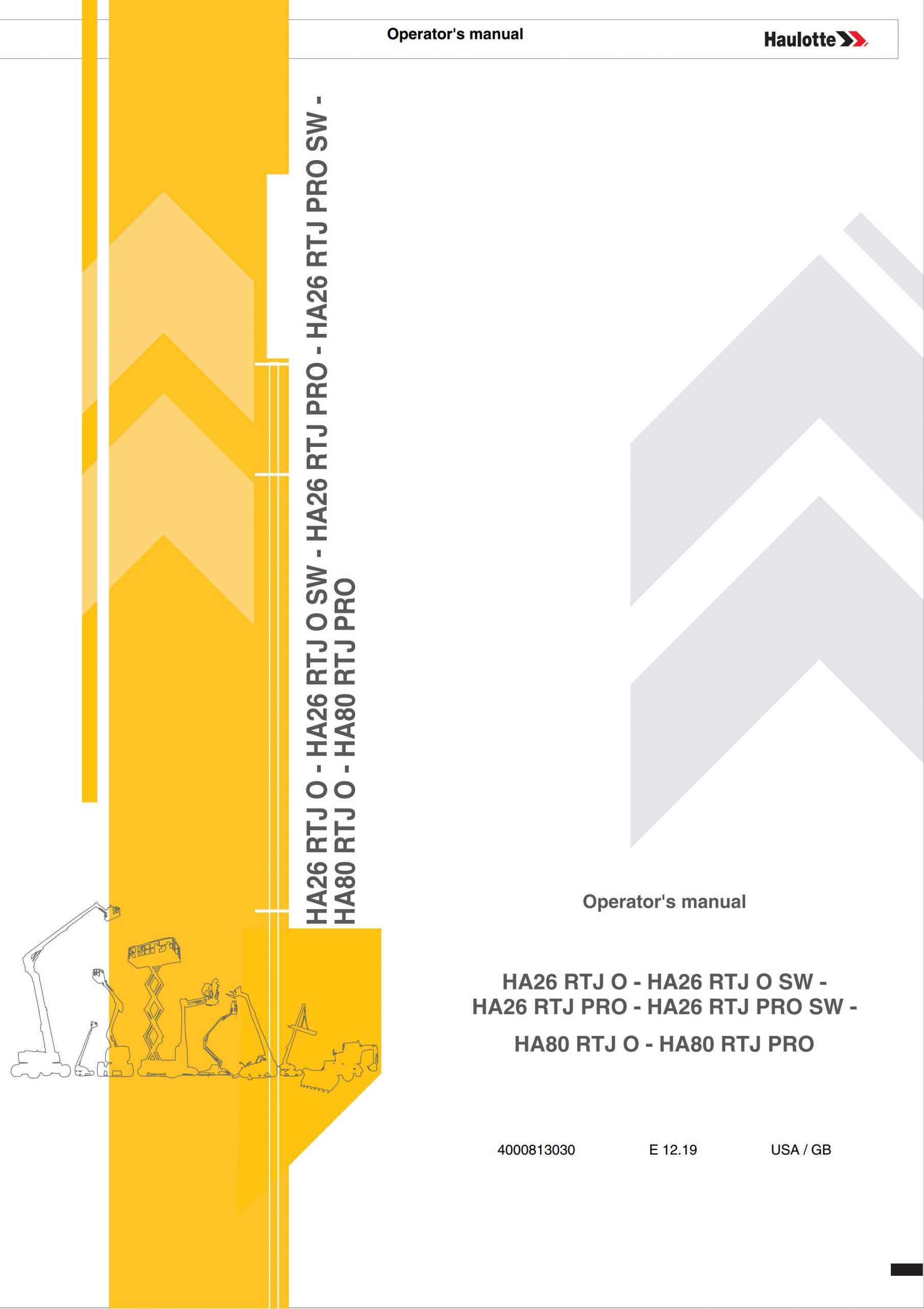 Haulotte Diesel Articulating Boom HA26 HA80 RTJ O PRO SW Operators Manual 4000813030 12.2019 scaled