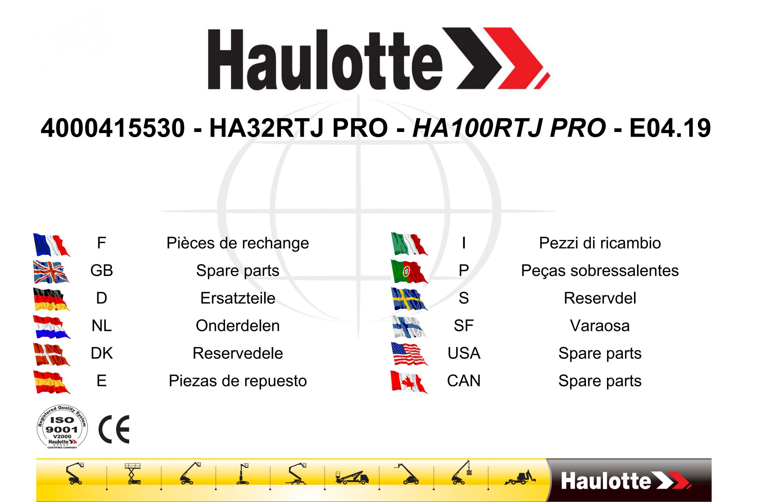 Haulotte Diesel Articulating Boom HA32 HA100 RTJ PRO Spare Parts Catalog 4000415530 04.2019 EN FR scaled