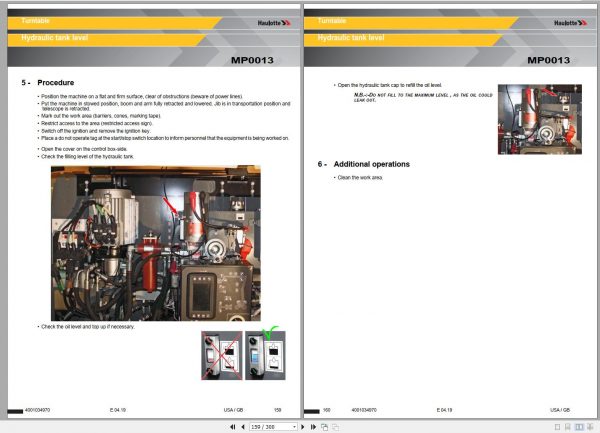 Haulotte Diesel Articulating Boom HA32 HA41 HA100 HA130 RTJ PRO Maintenance Book 4001034970 04.2019 1