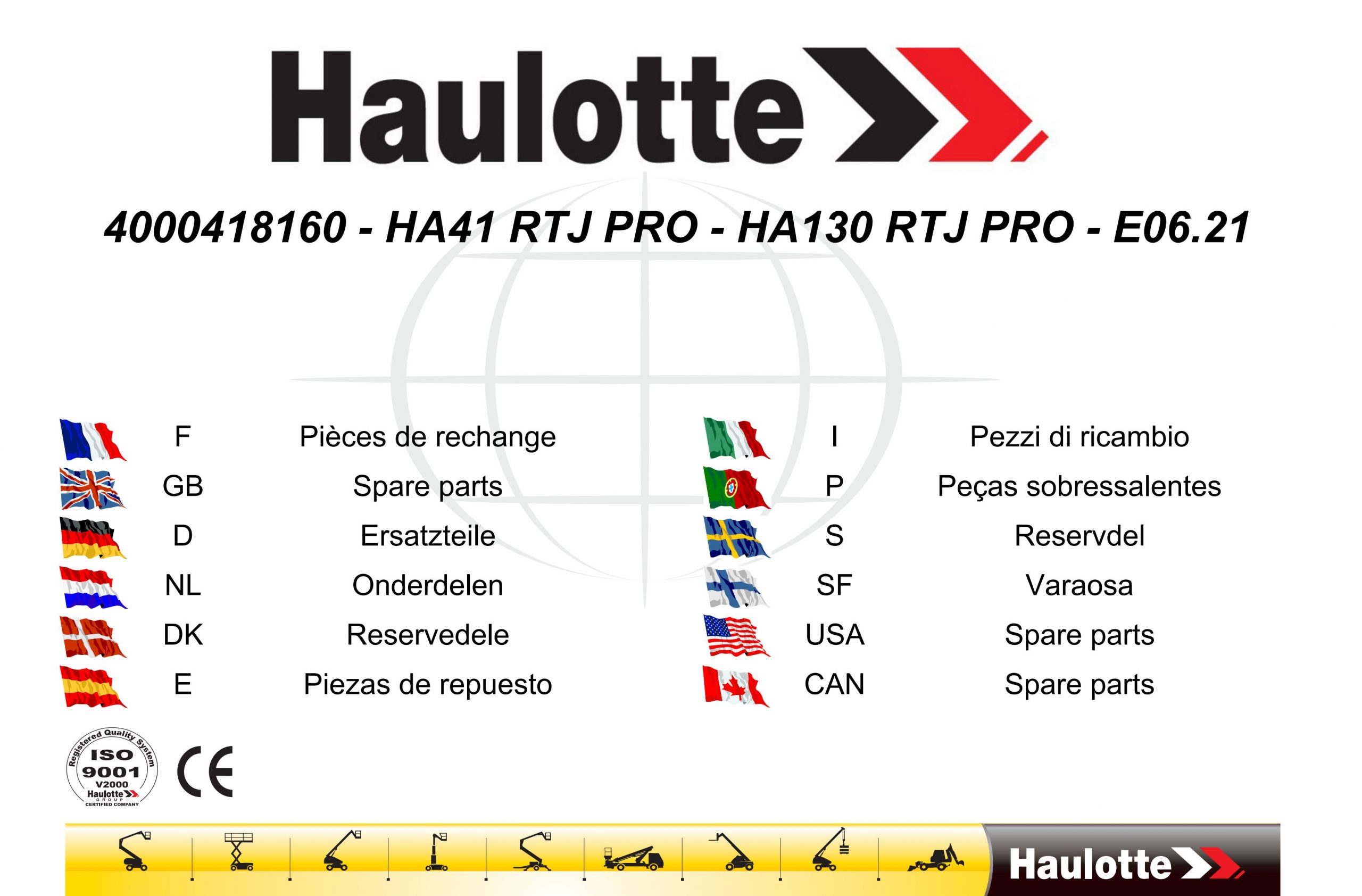 Haulotte Diesel Articulating Boom HA41 HA130 RTJ PRO Spare Parts Catalog 4000418160 06.2021 EN FR scaled