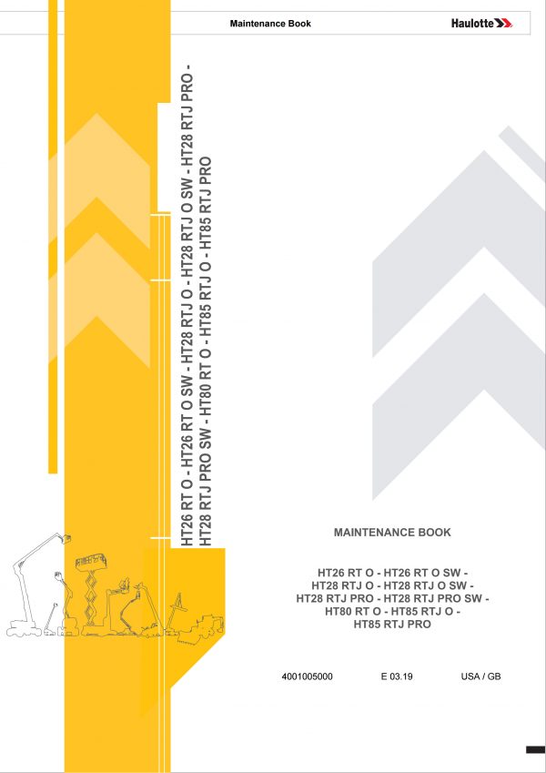 Haulotte Diesel Articulating Boom HT26 HT28 HT80 HT85 RT RTJ O PRO SW Maintenance Book 4001005000 03.2019 scaled
