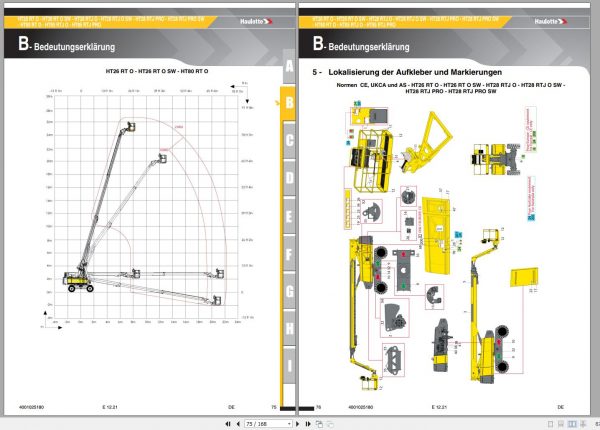 Haulotte Diesel Articulating Boom Lift HT26 HT85 RT RTJ O PRO SW Operators Manual 4001025180 12.2021 DE 1