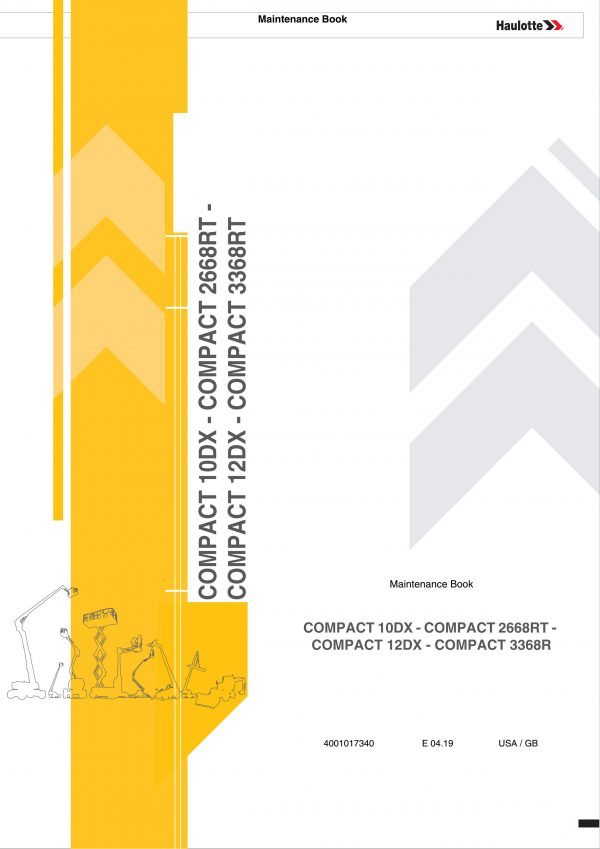 Haulotte Diesel Scissor Lift Compact 10DX 2668RT 12DX 3368RT Maintenance Book 4001017340 04.2019 scaled