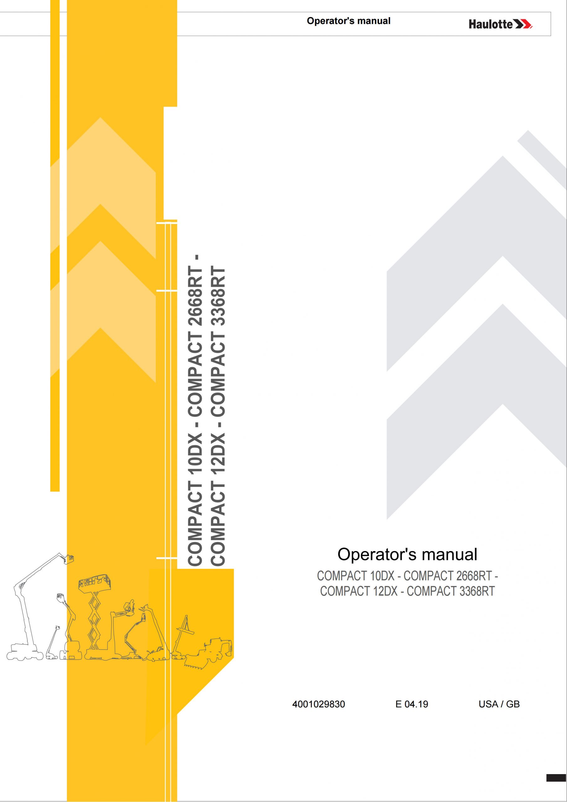 Haulotte Diesel Scissor Lift Compact 10DX 2668RT 12DX 3368RT Operators Manual 4001029830 04.2019 scaled