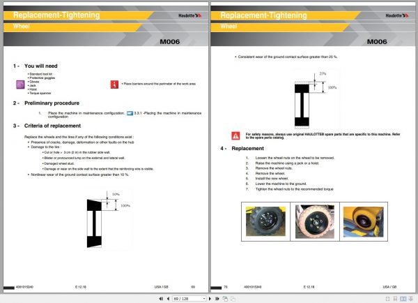 Haulotte Diesel Scissor Lift H12 H15 H18 HS3388 HS4388 HS5388 RT SX XL SXL Maintenance Book 4001015340 12.2018 1