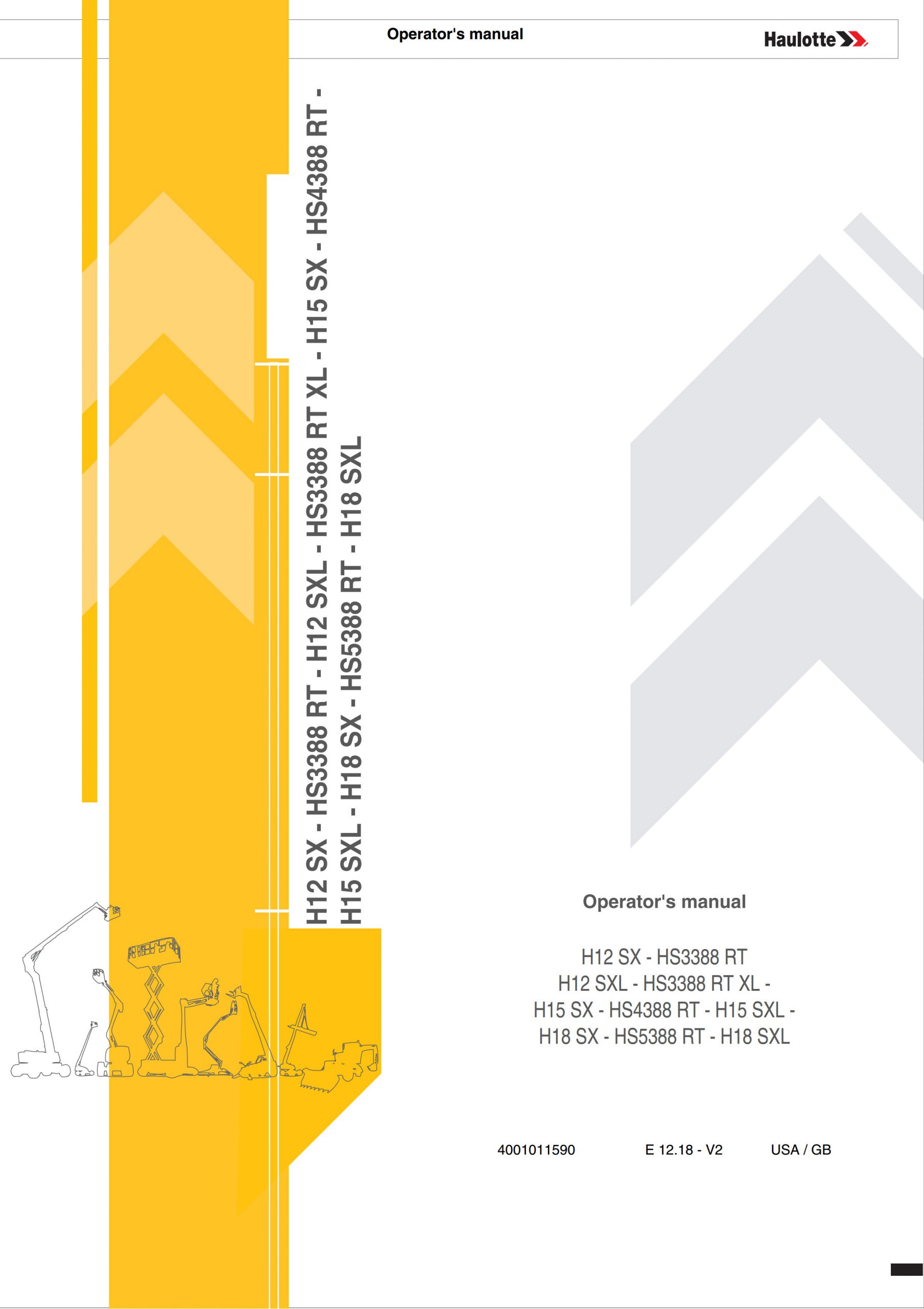 Haulotte Diesel Scissor Lift H12 H15 H18 SX SXL Operators Manual 4001011590 12.2018 scaled