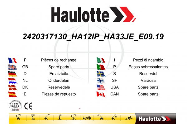 Haulotte Electric Articulating Boom HA12IP HA33JE Spare Parts Catalog 2420317130 09.2019 EN FR scaled