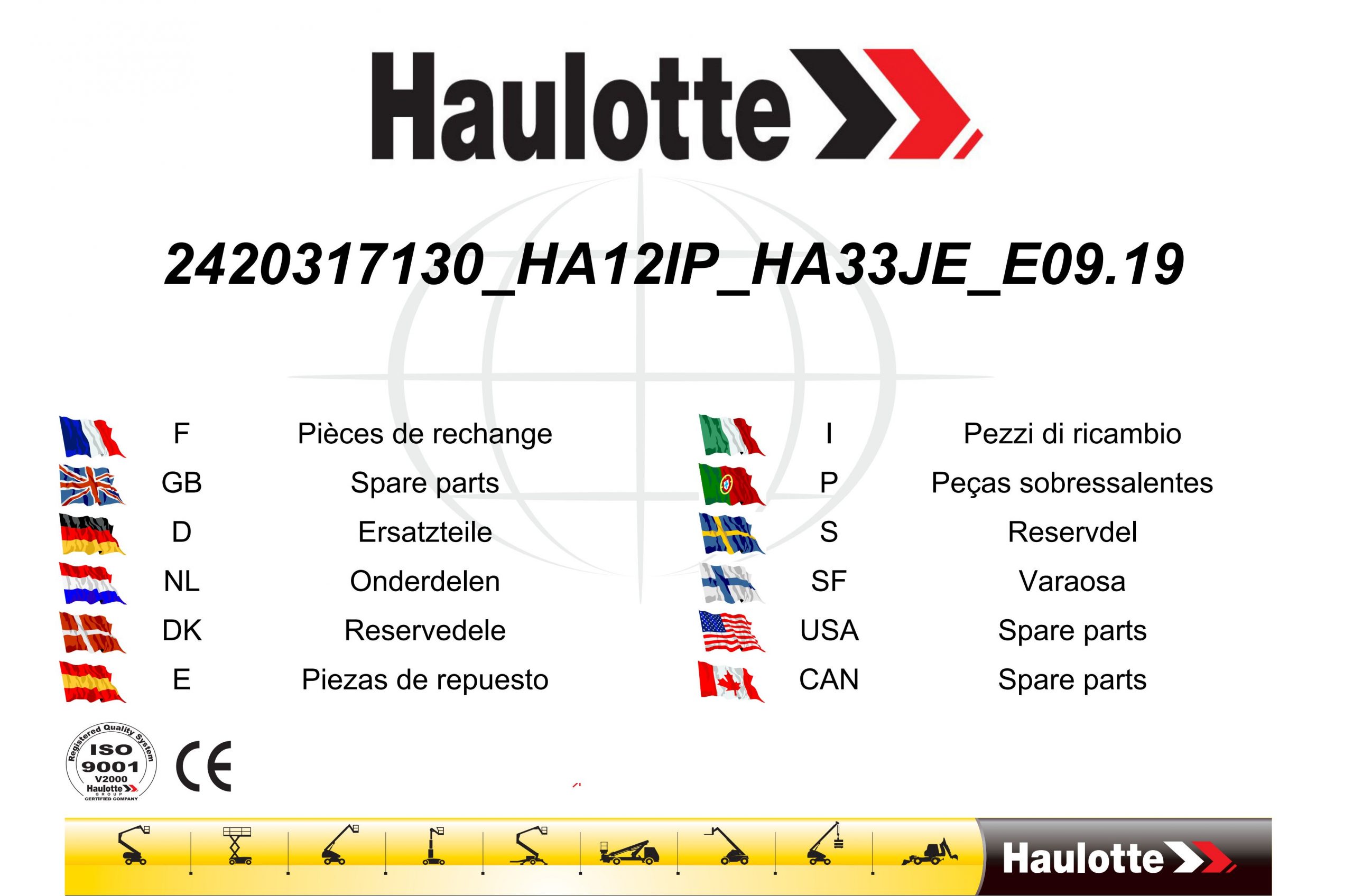 Haulotte Electric Articulating Boom HA12IP HA33JE Spare Parts Catalog 2420317130 09.2019 EN FR scaled