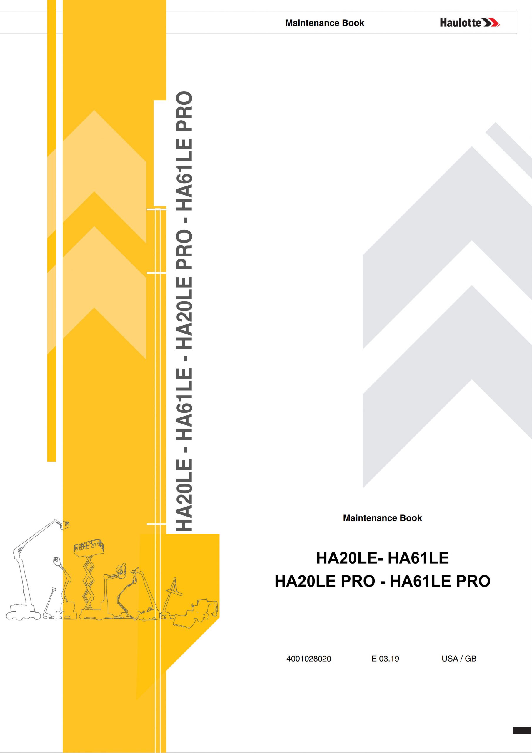 Haulotte Electric Articulating Boom HA20 HA61 LE PRO Maintenance Book 4001028020 03.2019 scaled