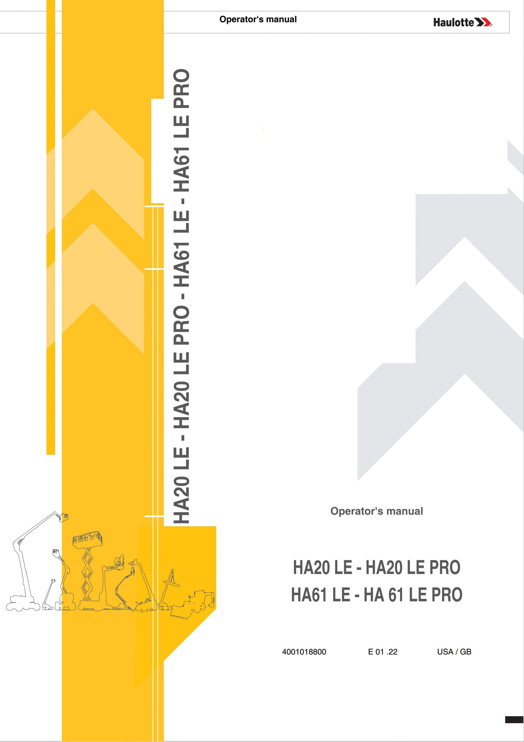 Haulotte Electric Articulating Boom HA20 HA61 LE PRO Operators Manual 4001018800 01.2022 scaled