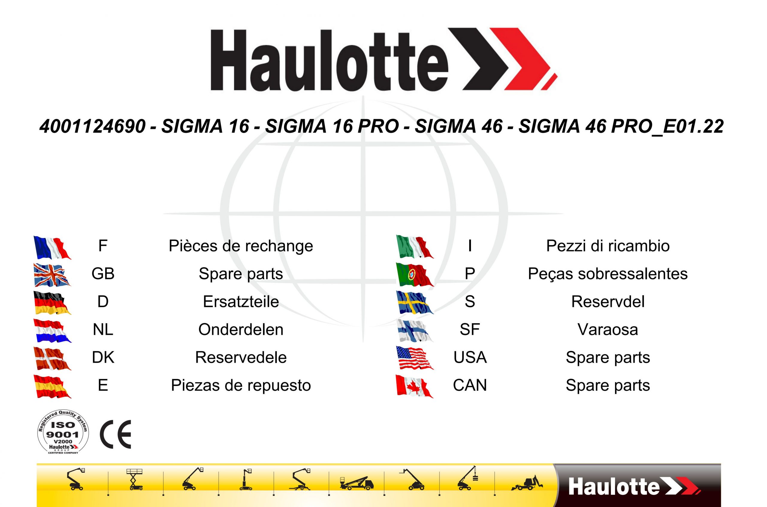 Haulotte Electric Articulating Boom Sigma 16 46 PRO Spare Parts Catalog 4001124690 01.2022 EN FR scaled
