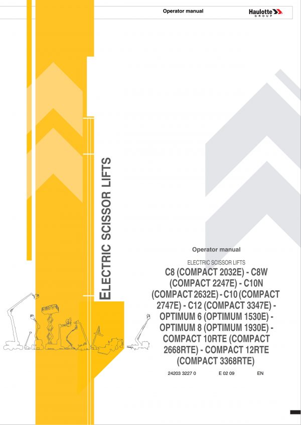 Haulotte Electric Scissor Lift Compact 8 Compact 12RTE Operators Manual 2420332270 02.2009 scaled