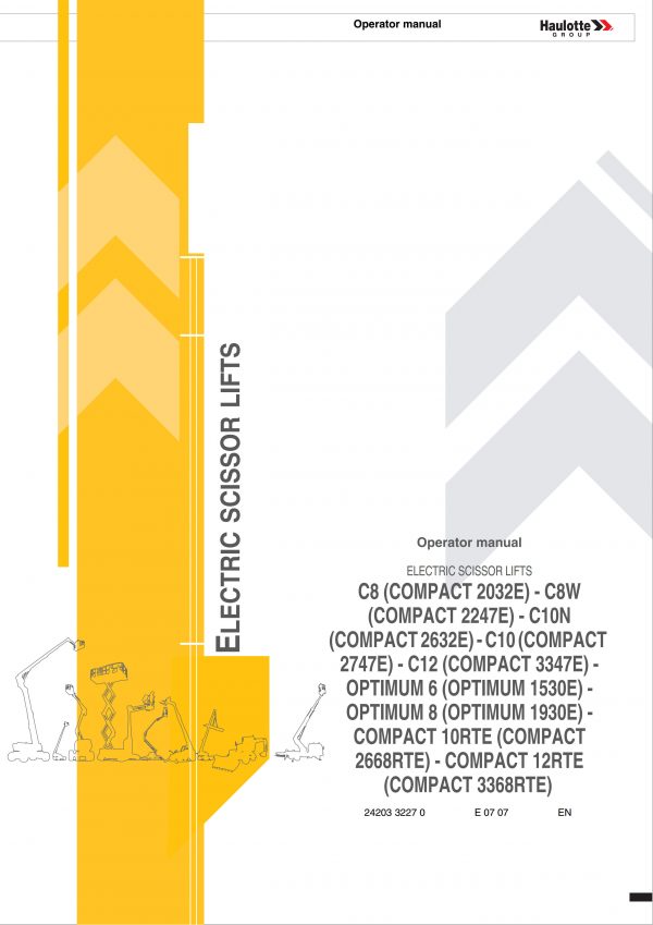 Haulotte Electric Scissor Lift Compact 8 Compact 12RTE Operators Manual 2420332270 07.2007 scaled