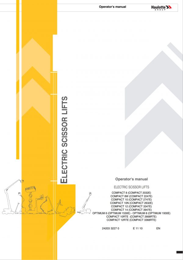 Haulotte Electric Scissor Lift Compact 8 Compact 12RTE Operators Manual 2420332270 11.2010 scaled