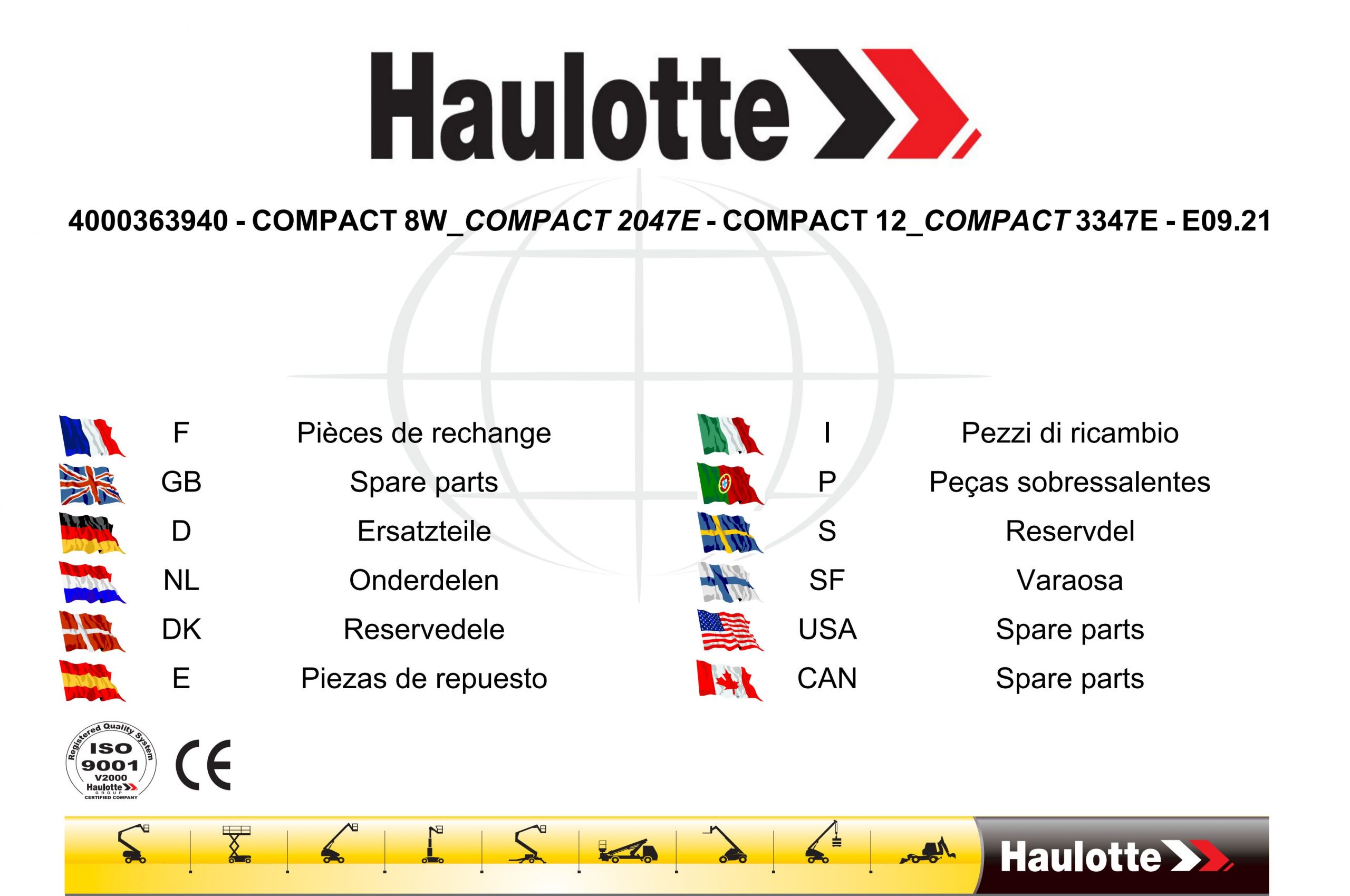 Haulotte Electric Scissor Lift Compact 8W 2047E 12 3347E Spare Parts Catalog 4000363940 09.2021 EN FR scaled