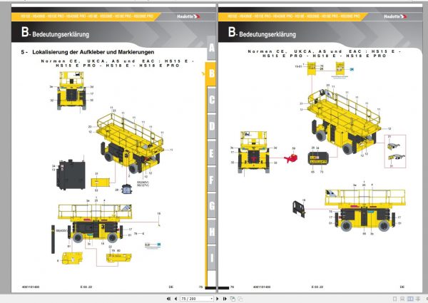 Haulotte Electric Scissor Lift HS15E HS18E HS4390 EHS5390E PRO Operators Manual 4001101400 03.2022 DE 1