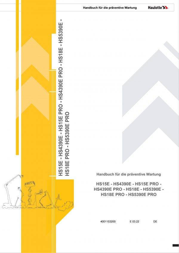 Haulotte Electric Scissor Lift HS15E HS4390E HS18E HS5390E PRO Maintenance Book 4001153200 03.2022 DE scaled