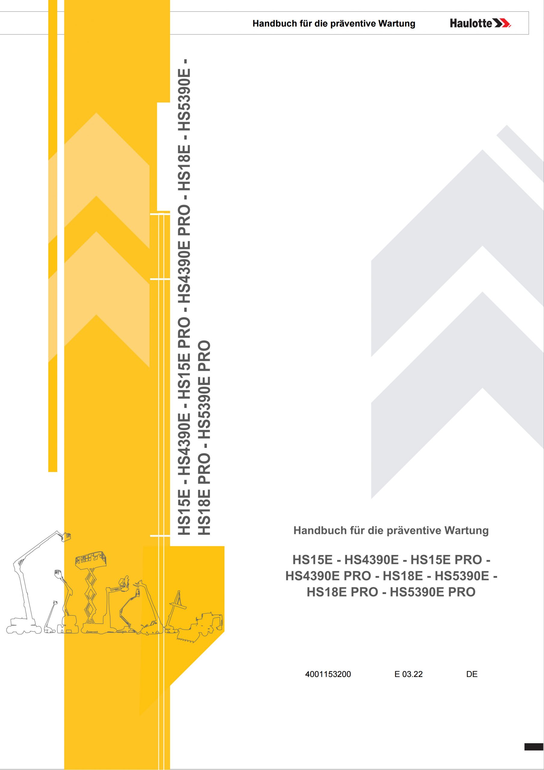 Haulotte Electric Scissor Lift HS15E HS4390E HS18E HS5390E PRO Maintenance Book 4001153200 03.2022 DE scaled