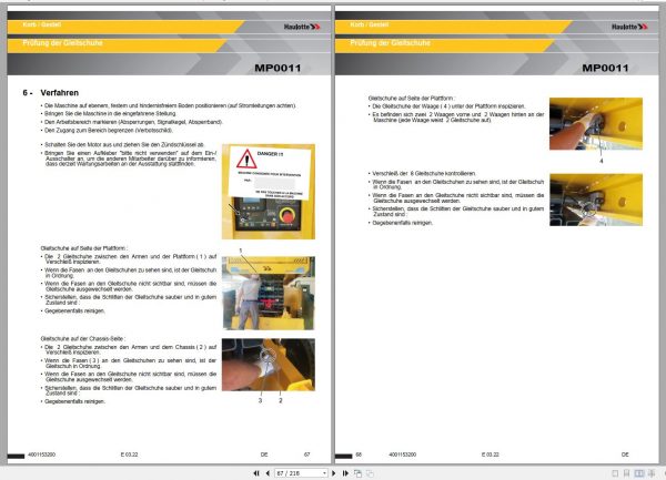 Haulotte Electric Scissor Lift HS15E HS4390E HS18E HS5390E PRO Maintenance Book 4001153200 03.2022 DE 1