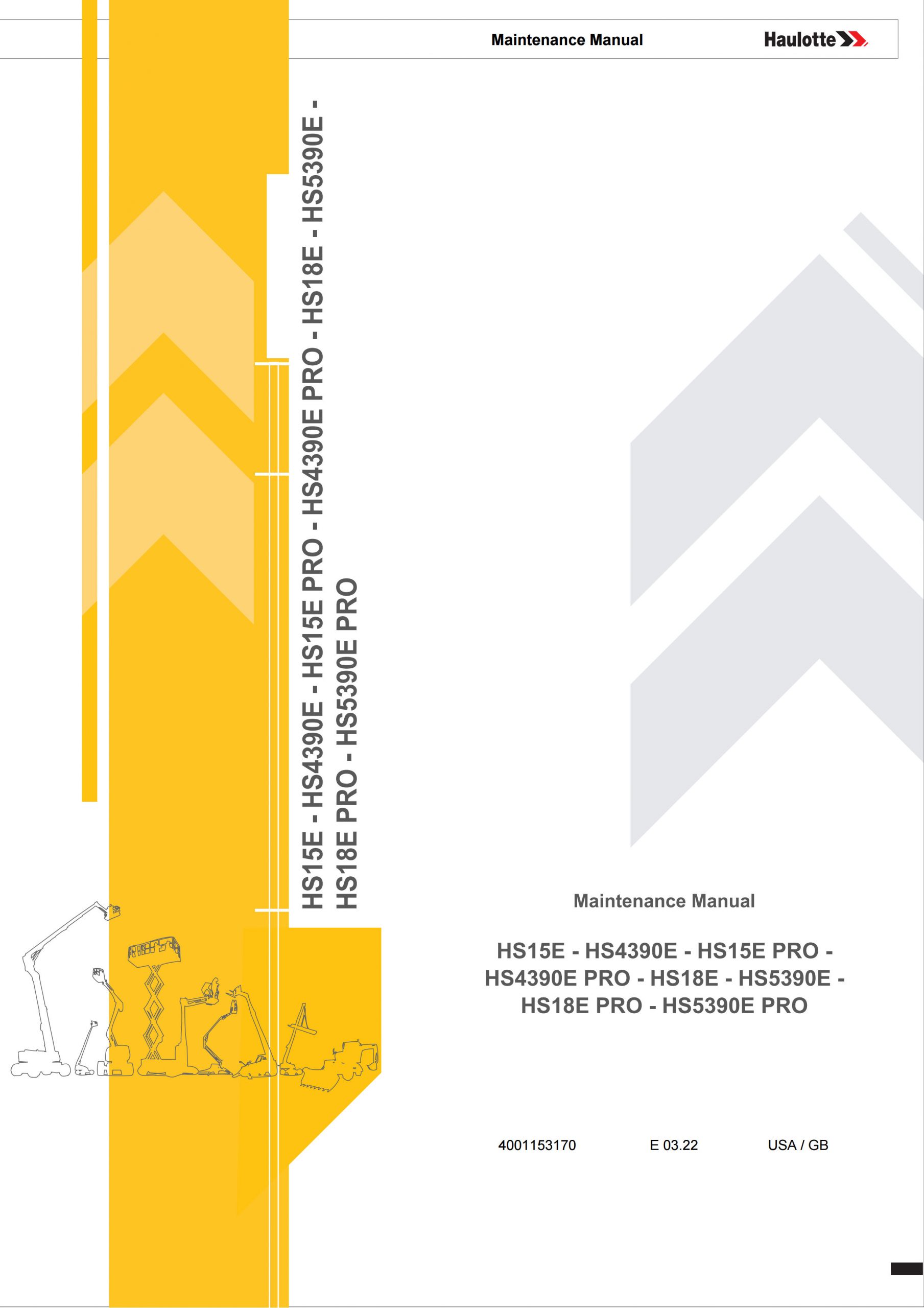 Haulotte Electric Scissor Lift HS15E HS4390E HS18E HS5390E PRO Maintenance Manual 4001153170 03.2022 scaled