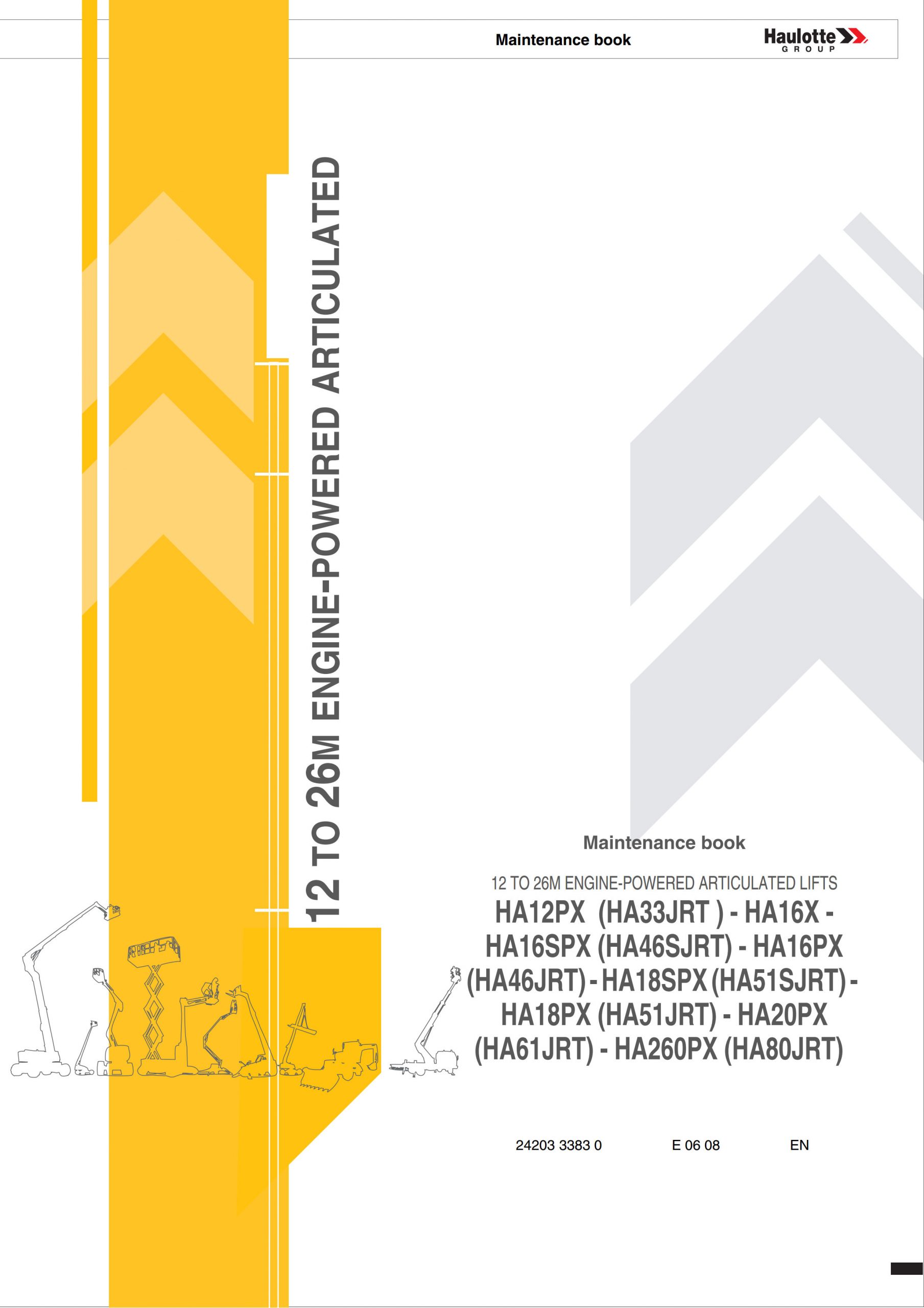 Haulotte Engine Powered Articulated Lift HA12 HA260 PX SPX Maintenance Book 2420333830 06.2008 scaled
