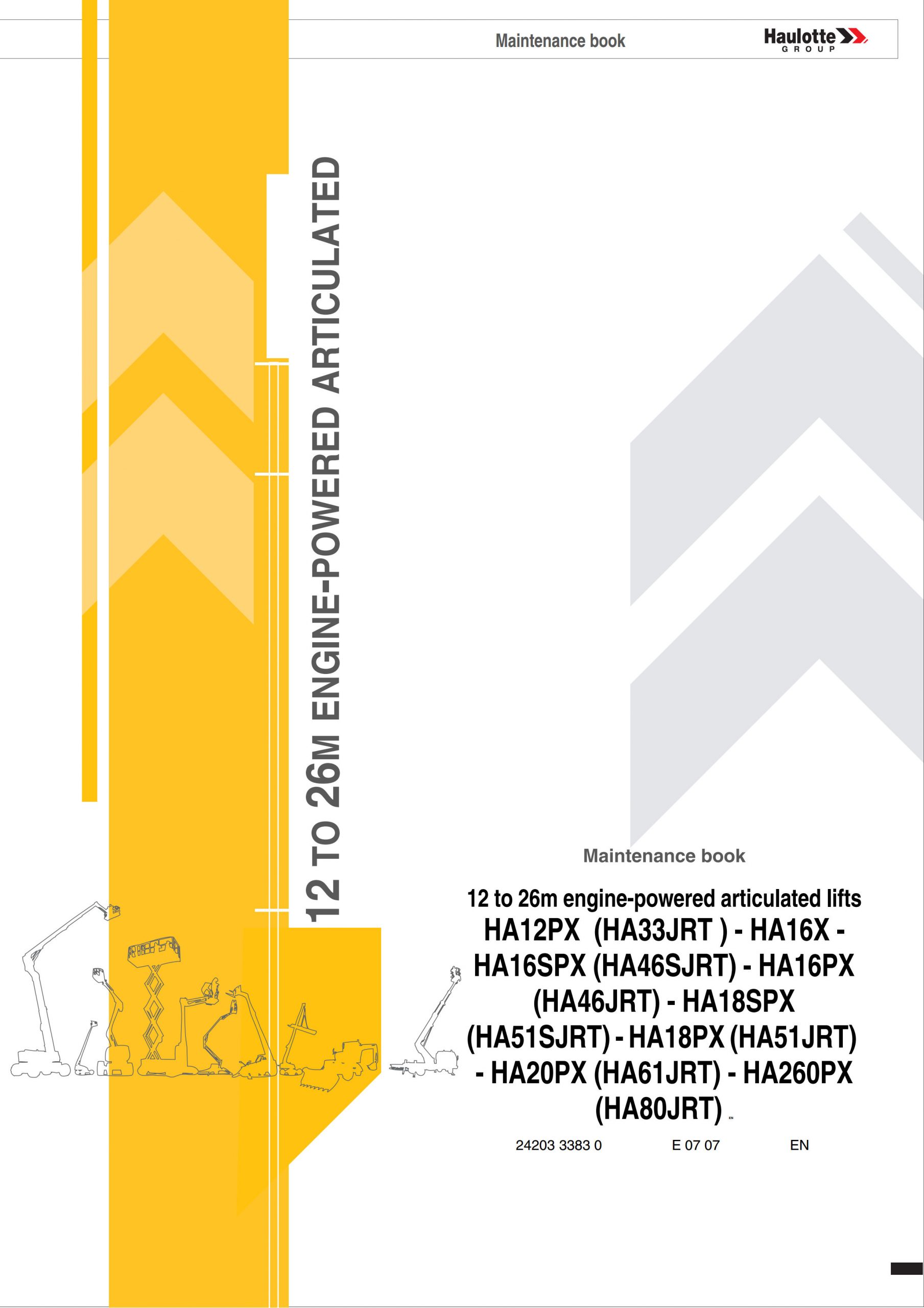 Haulotte Engine Powered Articulated Lift HA12 HA260 PX SPX Maintenance Book 2420333830 07.2007 scaled