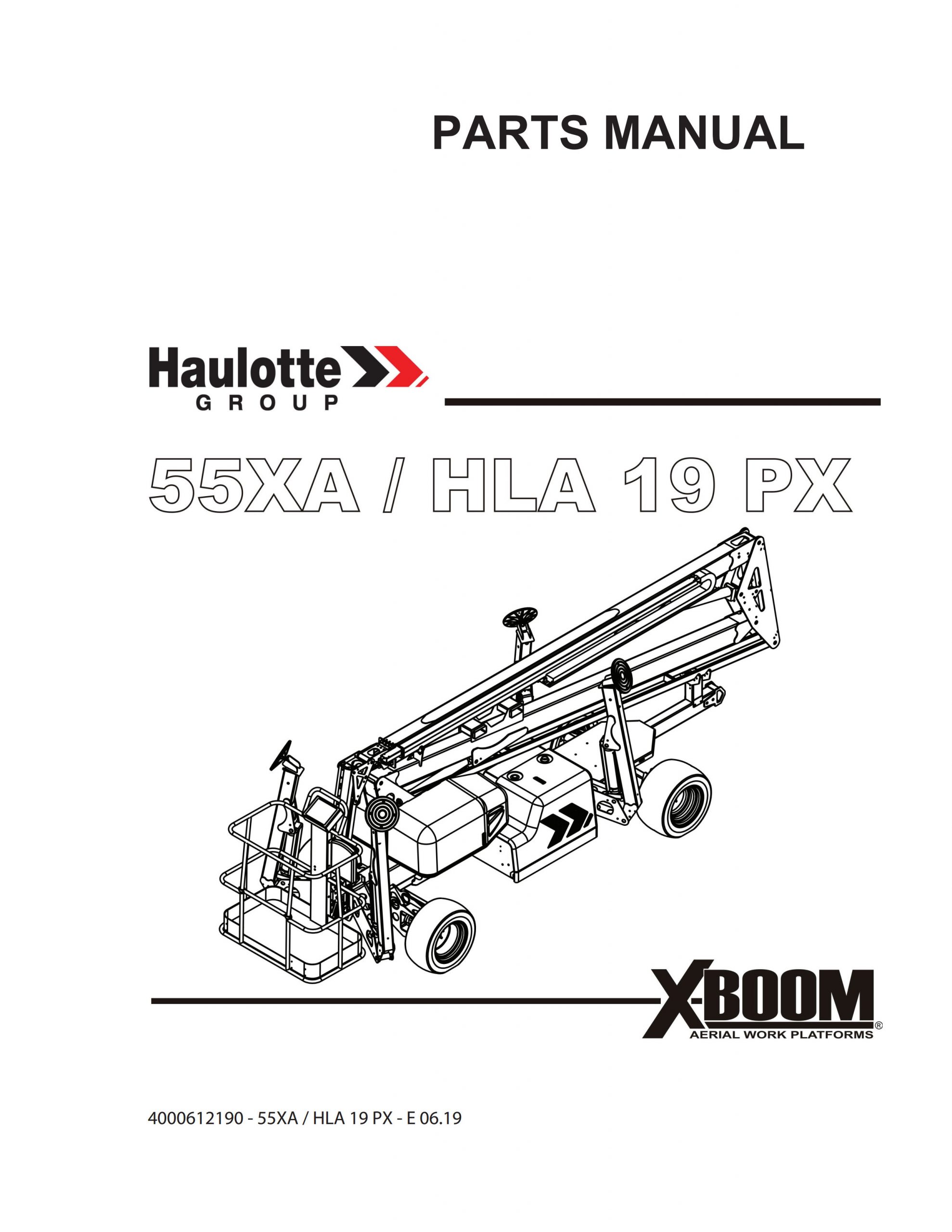 Haulotte Lightweight Self Propelled Boom 55XA HLA19 PX Spare Parts Catalog 4000612190 06.2019 EN FR scaled