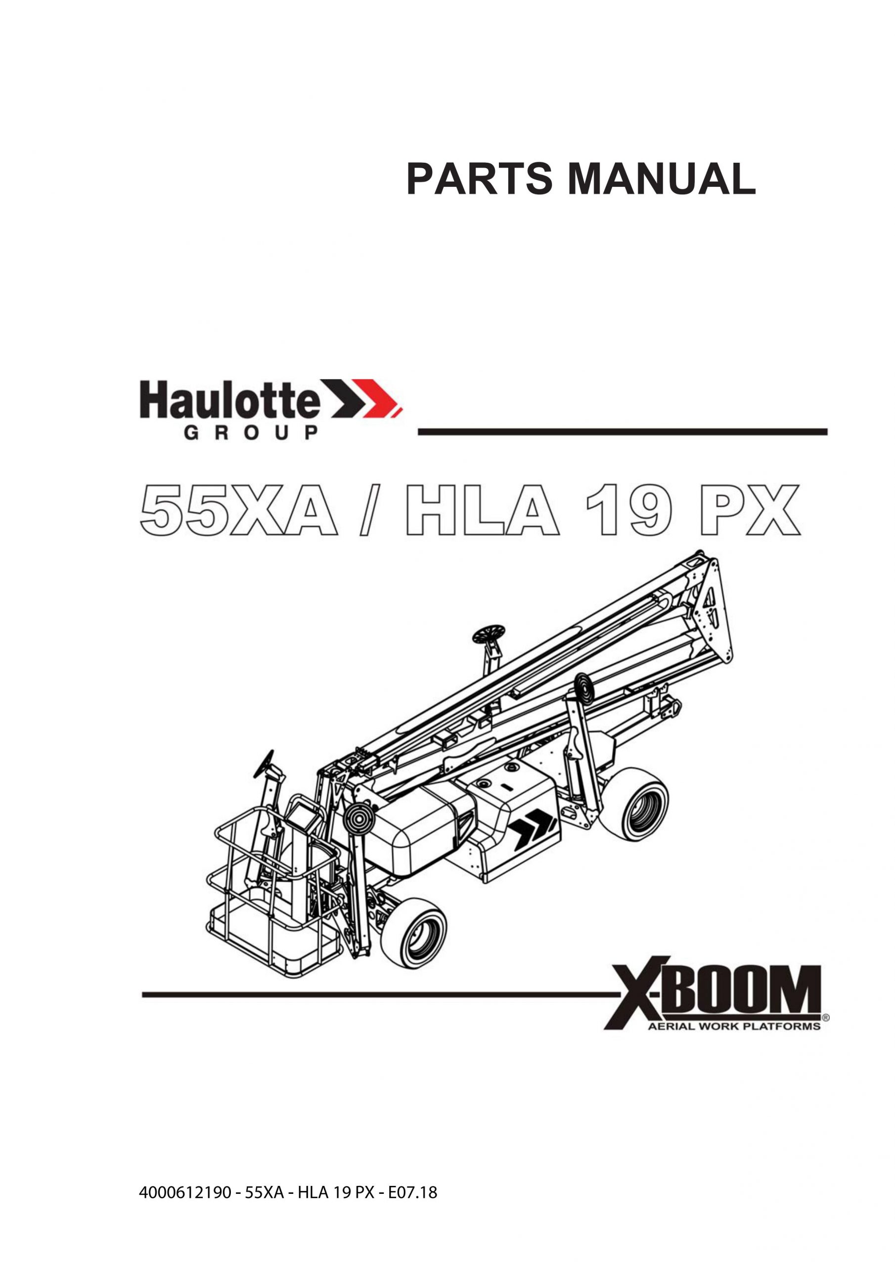 Haulotte Lightweight Self Propelled Boom 55XA HLA19 PX Spare Parts Catalog 4000612190 07.2018 EN FR scaled