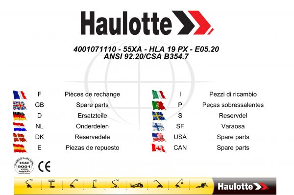 Haulotte Lightweight Self Propelled Boom 55XA HLA19 PX Spare Parts Catalog 4001071110 05.2020 EN FR scaled