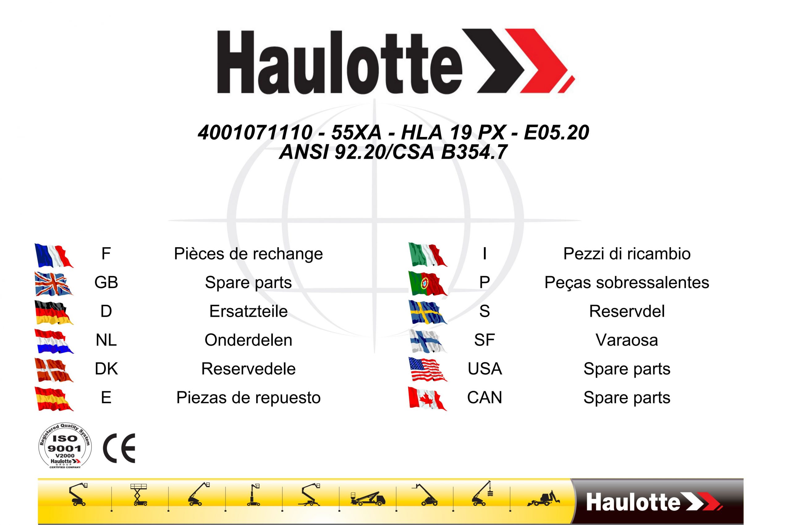 Haulotte Lightweight Self Propelled Boom 55XA HLA19 PX Spare Parts Catalog 4001071110 05.2020 EN FR scaled