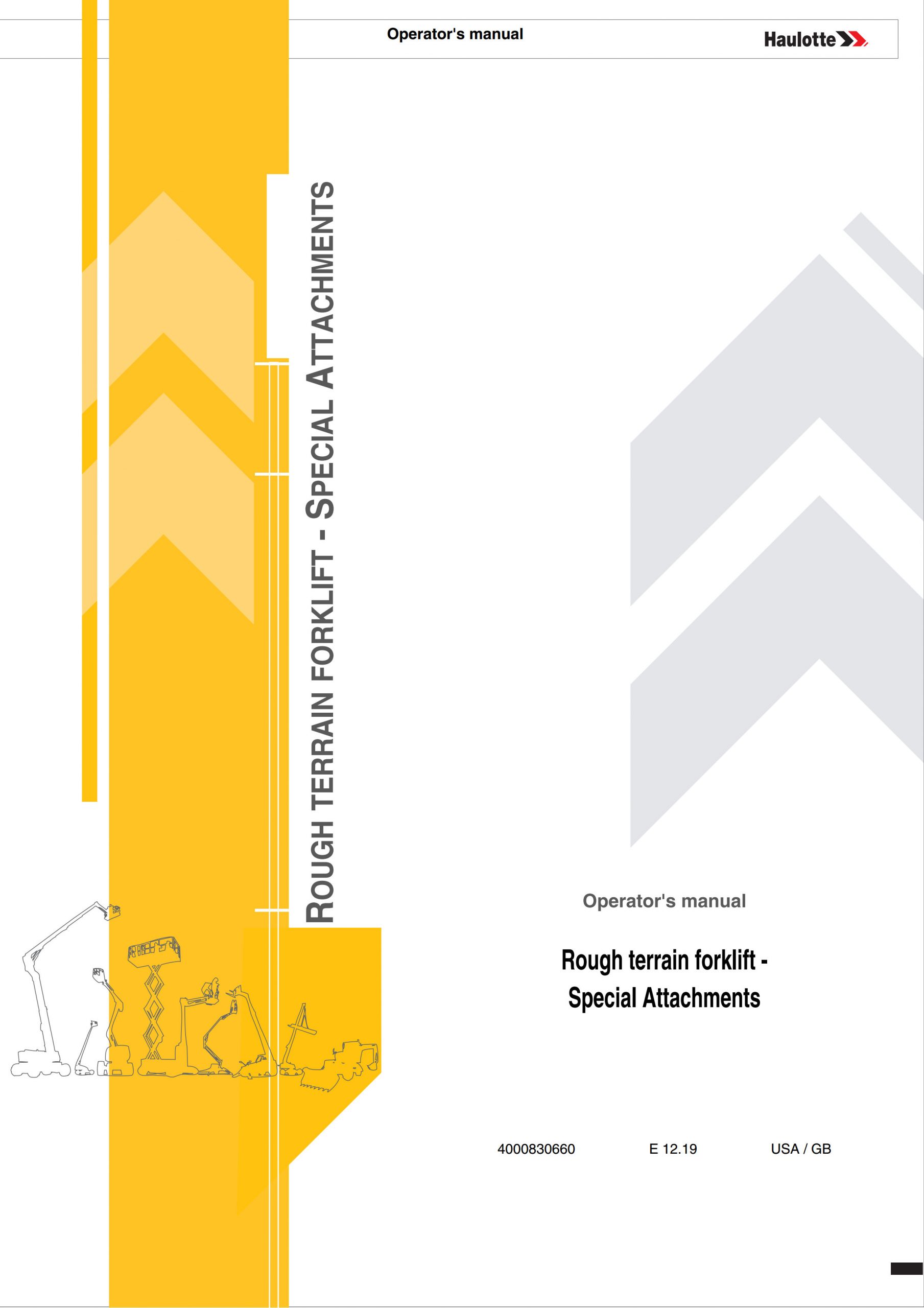 Haulotte Rough Terrain Forklift Special Attachments Operators Manual 4000830660 12.2019 scaled