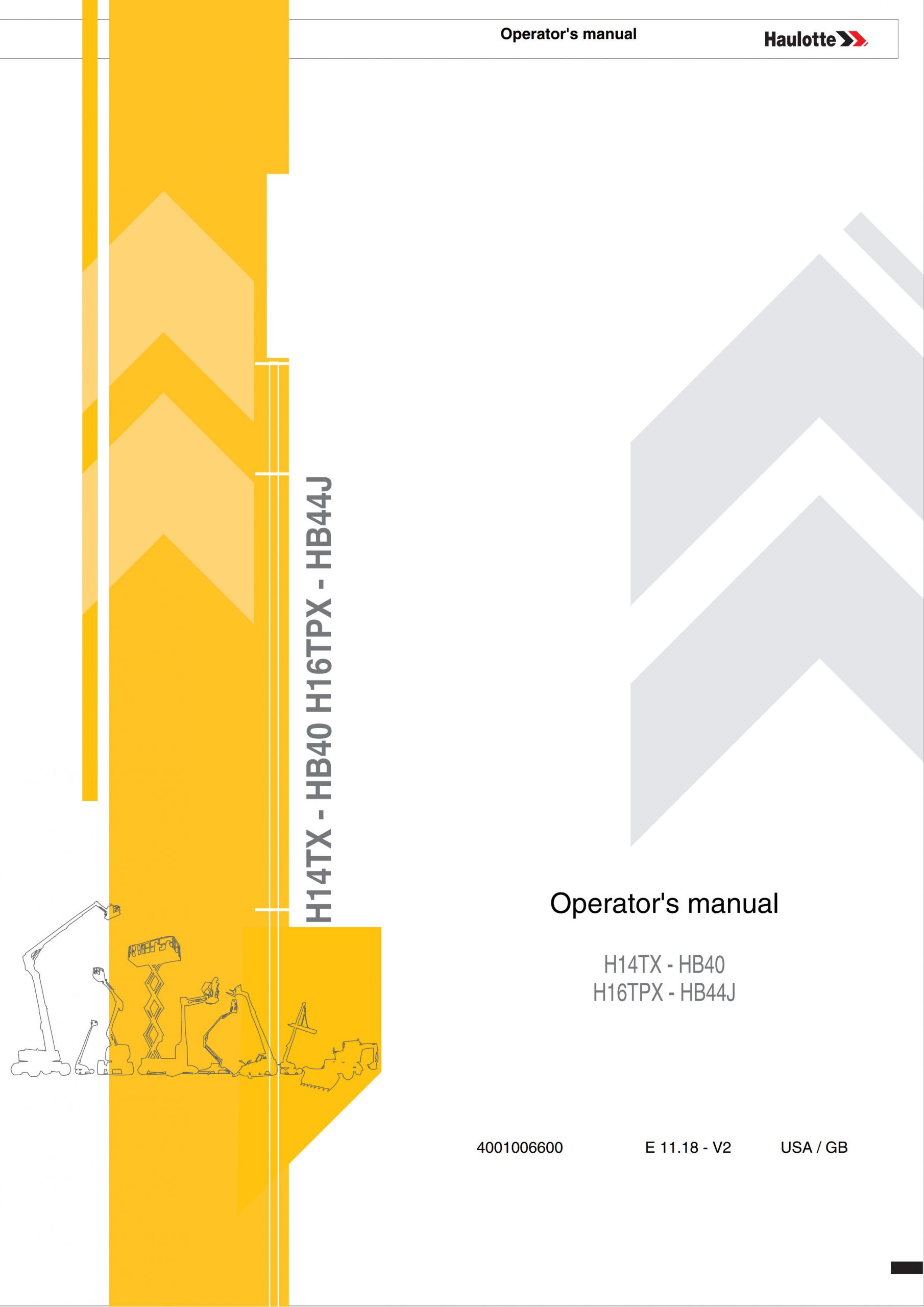 Haulotte Telescopic Boom H14TX HB40 H16TPX HB44J Operators Manual 4001006600 11.2018 scaled