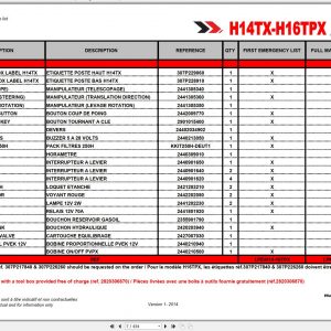 Haulotte Telescopic Boom H14TX HB40 H16TPX HB44J Spare Parts Catalog 4000009890 04.2014 EN FR