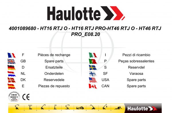 Haulotte Telescopic Boom HT16 H46 RTJ O PRO Spare Parts Catalog 4001089680 08.2020 EN FR scaled
