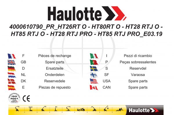 Haulotte Telescopic Boom HT26 HT28 HT80 HT85 RT RTJ O PRO Spare Parts Catalog 4000610790 04.2019 EN FR scaled