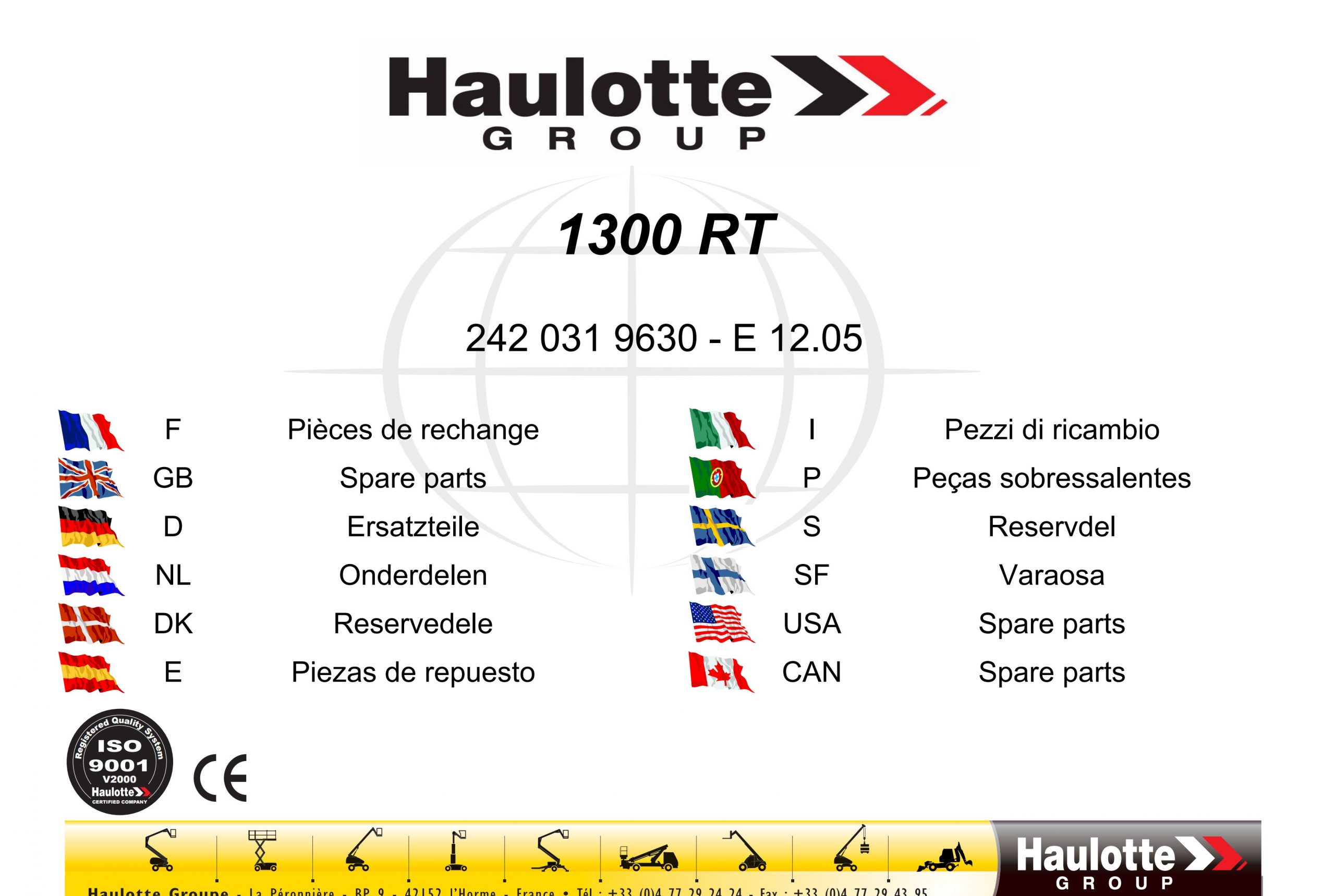 Haulotte Telescopic Boom Lift 1300 RT Spare Parts Catalog 2420319630 12.2005 EN FR scaled