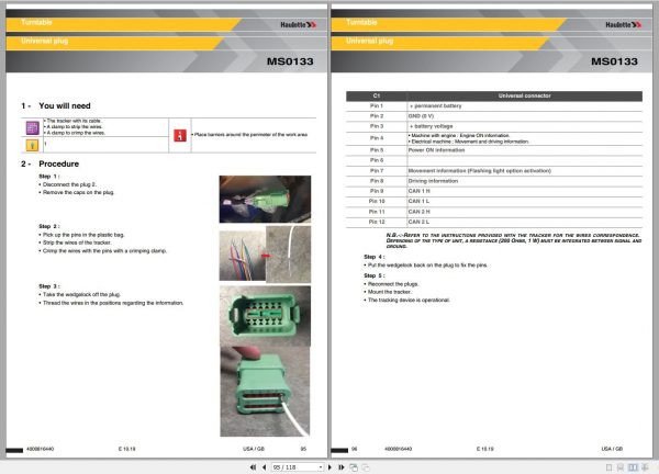 Haulotte Telescopic Boom Lift H14TX HB40 H16TPX HB44J Maintenance Book 4000816440 10.2019 1