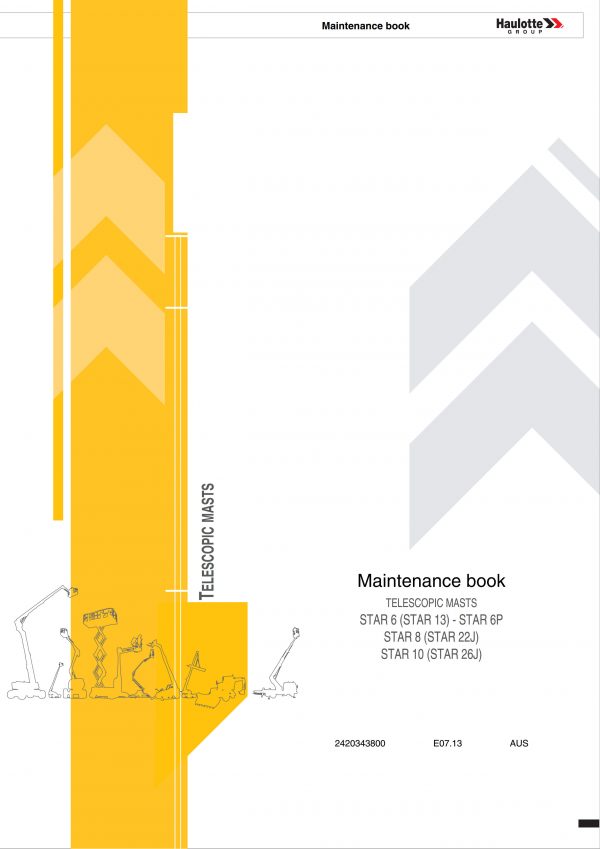 Haulotte Telescopic Mast Star 6 Star 6P Star 8 Star 10 Maintenance Book 2420343800 07.2013 scaled