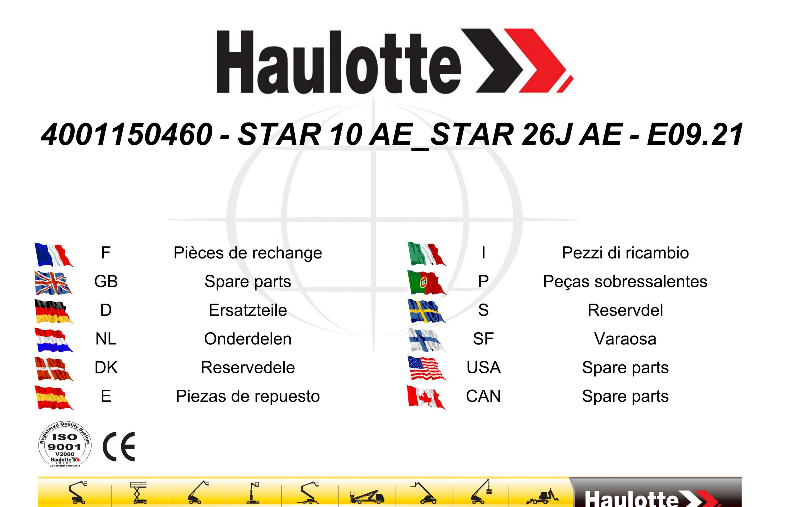Haulotte Vertical Mast Star 10 AE Star 26J AE Spare Parts Catalog 4001150460 09.2021 EN FR scaled
