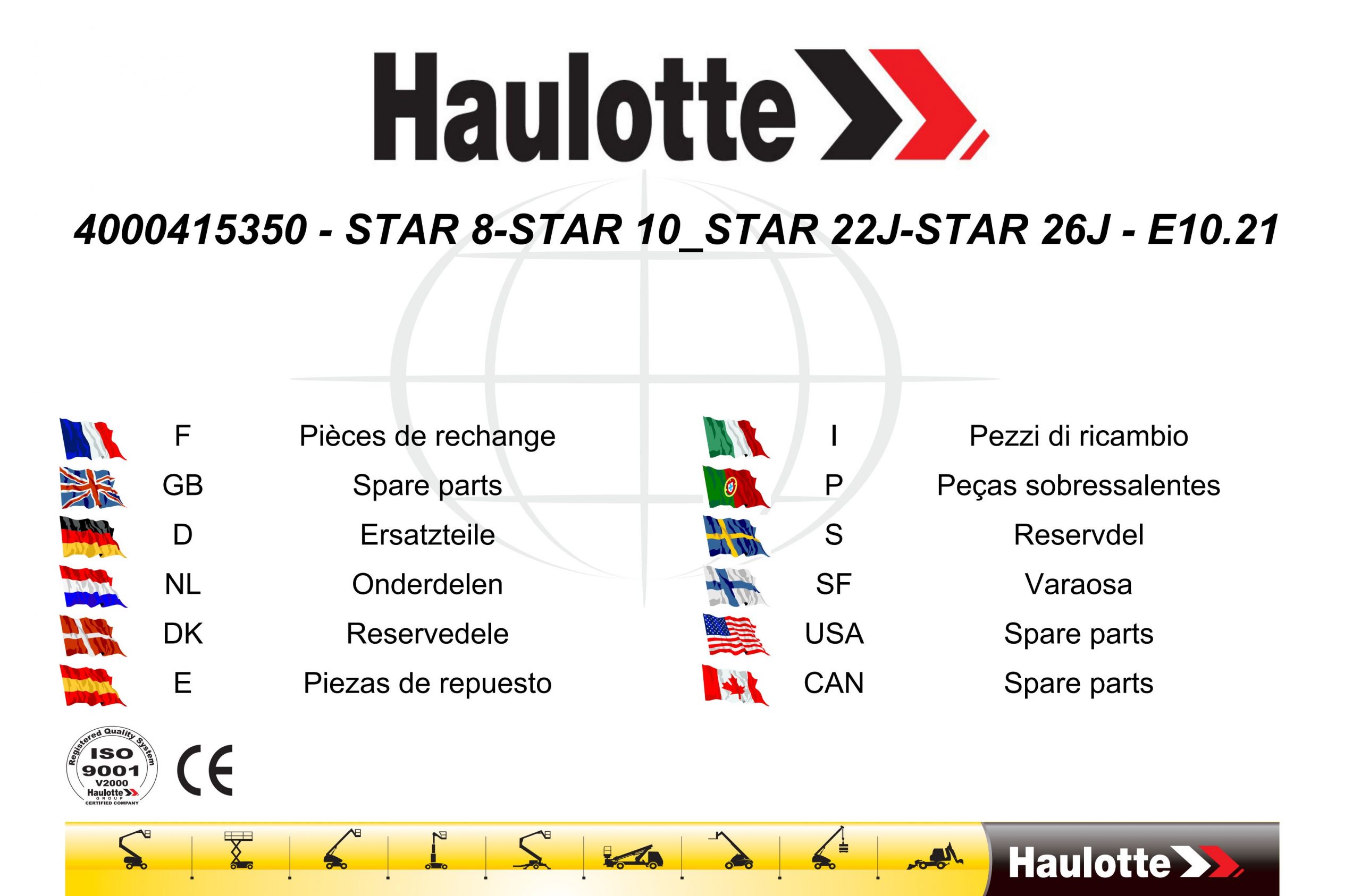 Haulotte Vertical Mast Star 8 Star 10 Star 22J Star 26J Spare Parts Catalog 4000415350 10.2021 EN FR scaled