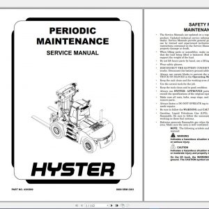 Hyster Forklift PDF Updated 11.2021 Class 1 5 Serivce Repair Manuals 2