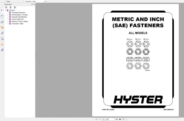 Hyster Forklift Class 4 Internal Combustion Engine Trucks Repair ManualsUpdated 11 4