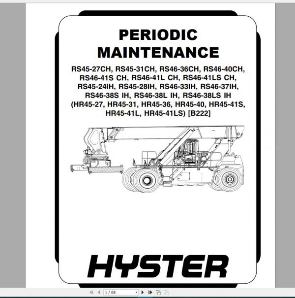 Hyster Forklift Class 5 Internal Combustion Engine Trucks Repair ManualsUpdated 11 10