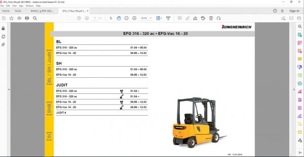 JUNGHEINRICH JETI ForkLift SH v4.36 EN Updated EN01 EN09 05.2022 Service Information 3e7e082c170c2b546 1