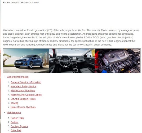 Kia Rio YB Service Manual 2017 2022 1