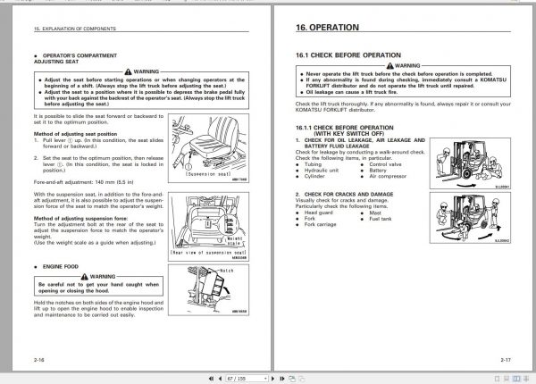 Komatsu Forklift Truck FD115 7 6001 up Operation Maintenance Manual AEE07E1 04 2