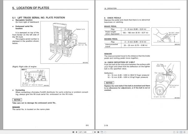 Komatsu Forklift Truck FD135 6 5001 up Operation Maintenance Manual AEE06E1 01 2