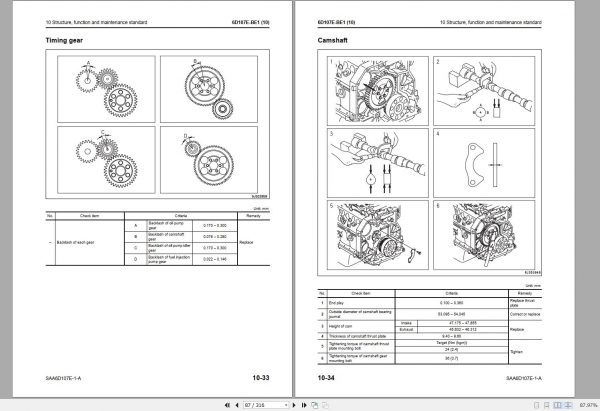 Komatsu Forklift Truck FD150E 8 Engine SAA6D107E 1 A 7001 up Shop Manual 6D107E BE1 2