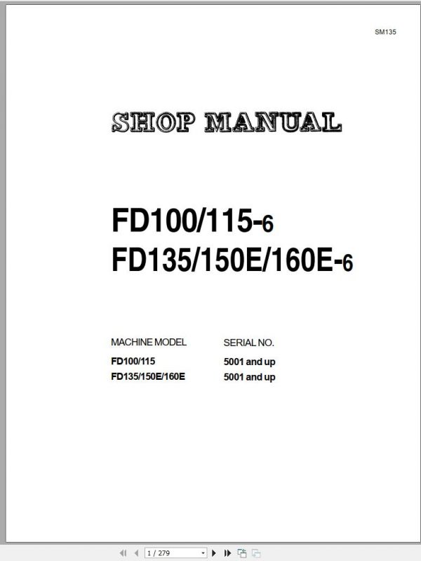 Komatsu Forklift Truck FD150ET 6 5001 up Shop Manual SM135 1