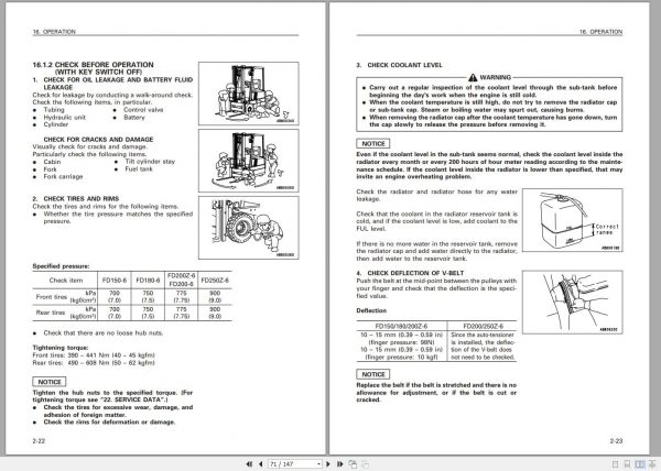 Komatsu Forklift Truck FD180 6 2464 up Operation Maintenance Manual TEN00561 00 2